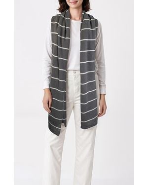 Portolano Cashmere Striped Wrap - Gray