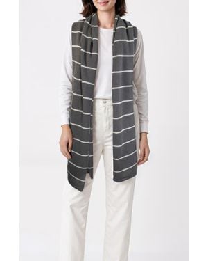 Portolano Cashmere Striped Wrap - Gray