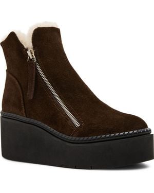 Steve Madden Drift Platform Genuine Shearling Lined Wedge Bootie - Brown
