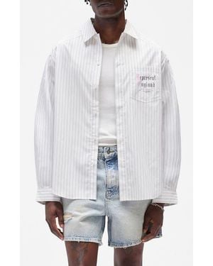 Represent Pinstripe Graphic Cotton Button-Up Shirt - White