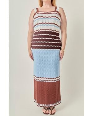 English Factory Wavy Crochet Midi Dress - Multicolor