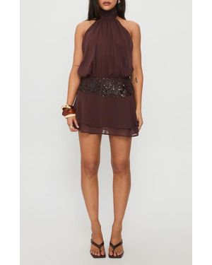Princess Polly Zenayda Open Back Drop Waist Sequin Minidress - Red