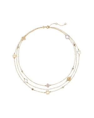 Tory Burch Triple Strand Station Necklace - White
