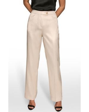 Donna Karan Straight Leg Satin Pants - Natural