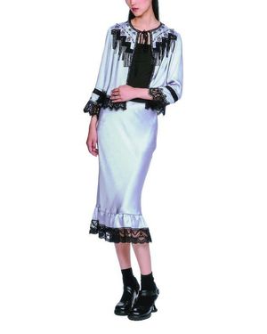 Anna Sui Boudoir Satin Lace Skirt - Blue