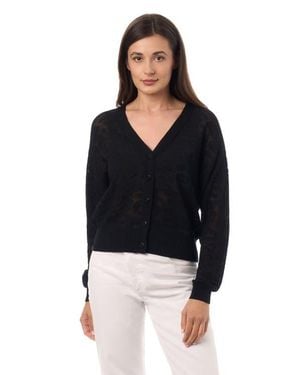 Equipment Leopard V-Neck Cardigan - Black
