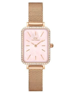 Daniel Wellington Quadro Mesh Strap Watch, 20Mm X 26Mm - Pink