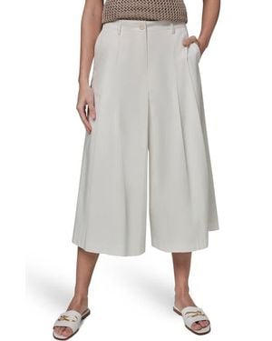 Donna Karan Pleated Crop Wide Leg Pants - Gray