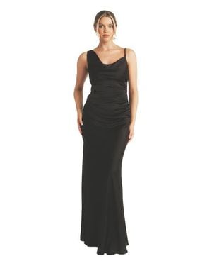Six Stories Cowl Front Asymmetric Bridesmaid Dress - Black