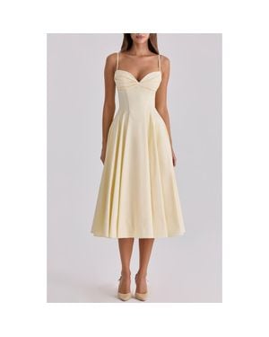 House Of Cb Dahlia Stretch Pima Cotton Cocktail Dress - Yellow