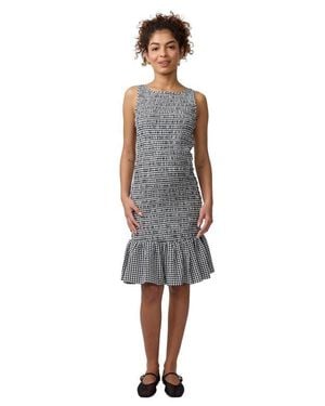 Ingrid & Isabel Smocked Check Seersucker Maternity Mini Dress - Blue