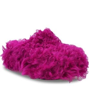 Zigi Curly Faux Shearling Platform Clogs - Purple