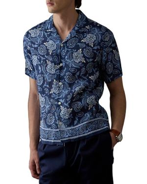 Ralph Lauren Maiori Choppa Paisley Print Linen Camp Shirt - Blue