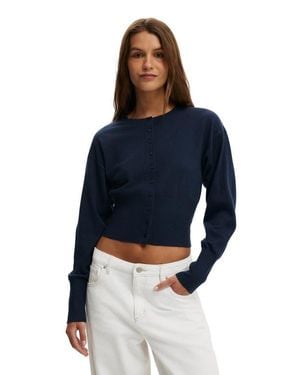 Cotton On Sara Button Cardigan - Blue