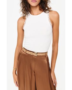 Cami NYC Rian Lace Rib Tank - White