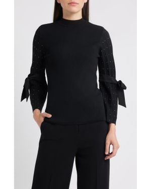 Anne Klein Bow Sleeve Sweater - Black