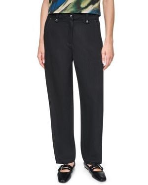 DKNY Barrel Leg Sanded Twill Pants - Black
