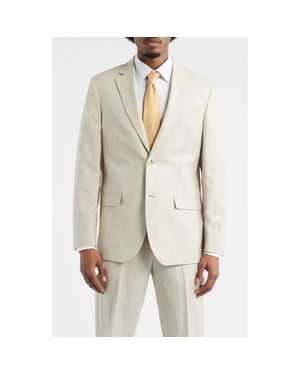 Open Edit Slim Fit Solid Linen Blend Sport Coat - White