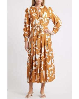 MELLODAY Long Sleeve Geometric Shirtdress - Metallic