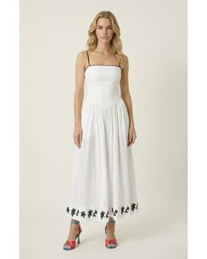 Modenaire Strapless Embroidered A-Line Corset Dress - White