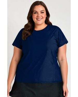 Calypsa Plus Size Loose Fit Adele Swim Top - Blue