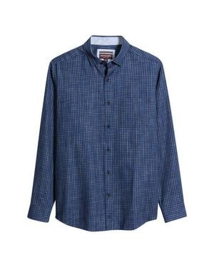 Johnston & Murphy Collin Jacquard Cotton Button-Up Shirt - Blue