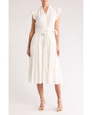 Gibsonlook Dianthus Tiered Cotton Midi Dress - White