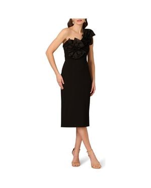 Aidan Mattox by Adrianna Papell Floral Embellished One-Shoulder Cocktail Dress - Black