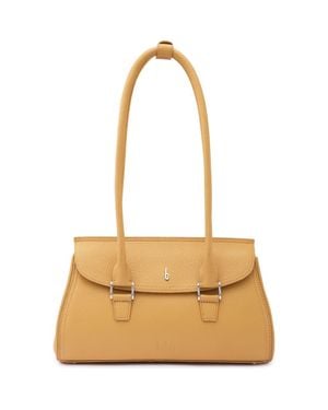 BEHNO Coco Baguette Pebble Leather Shoulder Bag - Metallic