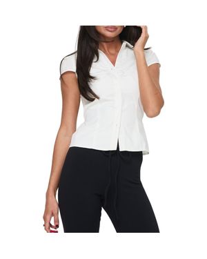 Princess Polly Arianwyn Cap Sleeve Button-Up Shirt - White
