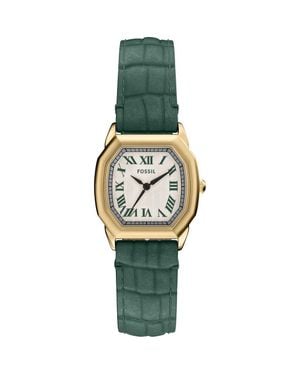 Fossil Harlow Croc Embossed Leather Strap Watch, 27Mm - Green