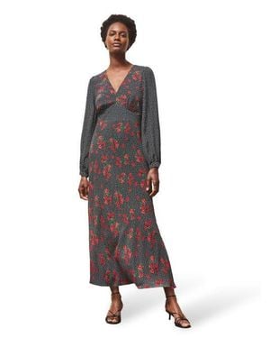 Ro&zo Floral And Spot Mix Dress - Red