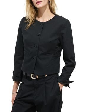 Alex Mill Soho Collarless Cotton & Linen Jacket - Black