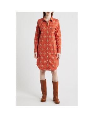 Pendleton Gambler Print Long Sleeve Shirtdress - Red