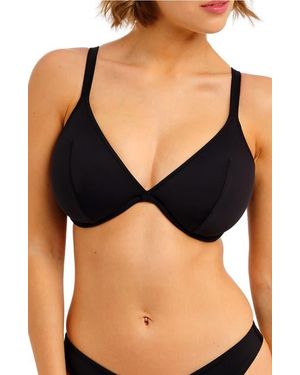 Freya Jewel Cove Underwire Plunge Bikini Top - Black