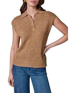Donna Karan Sleeveless Polo Sweater - Blue