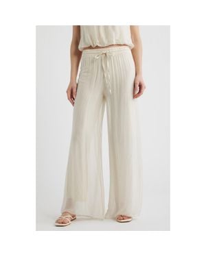 DELUC Strada Wide Leg Drawstring Pants - Natural