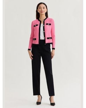 Misook Heritage Eyeleted Recycled Knit Jacket - Pink