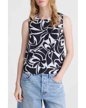 Madewell Suki Abstract Print Linen Top - Blue