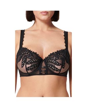 Simone Perele Mystic Underwire Embroidered Mesh Demi Bra - Black