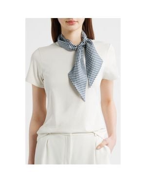Vince Gingham Ribbon Silk Scarf - Blue