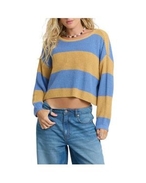 Billabong Stripe Marled Crop Sweater - Blue