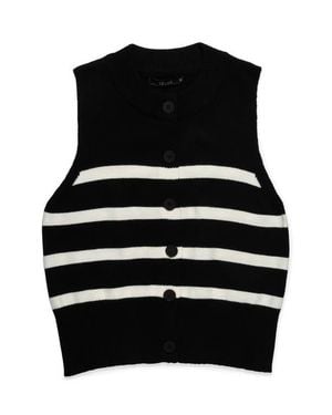DELUC Mykonos Stripe Knit Vest - Black