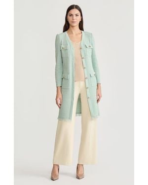 Misook Heritage Tonal Fringe Trim Knit Jacket - Green