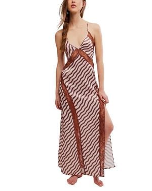 Free People Some Kind Of Love Satin Nightgown - Red