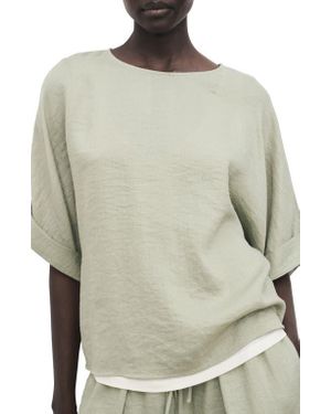 Mango Oversize Cuffed Sleeve Top - Multicolor