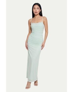 MissPap Premium Tulle Lace Trim Maxi Dress - Blue