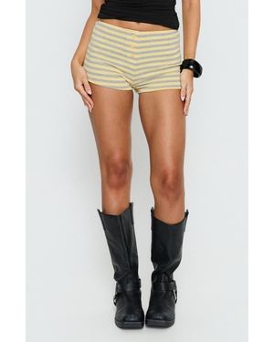 Princess Polly Azazel Button Detail Striped Micro Shorts - Yellow