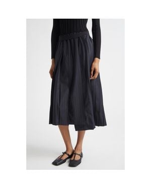 Nackiyé Joan Pinstripe Stretch Wool Blend Skirt - Black