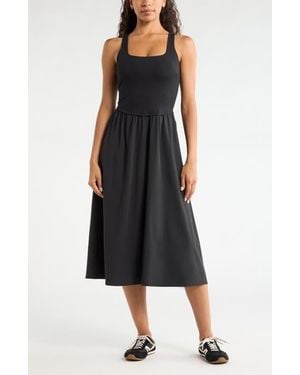 Zella Effortless Sleeveless Midi Dress - Black